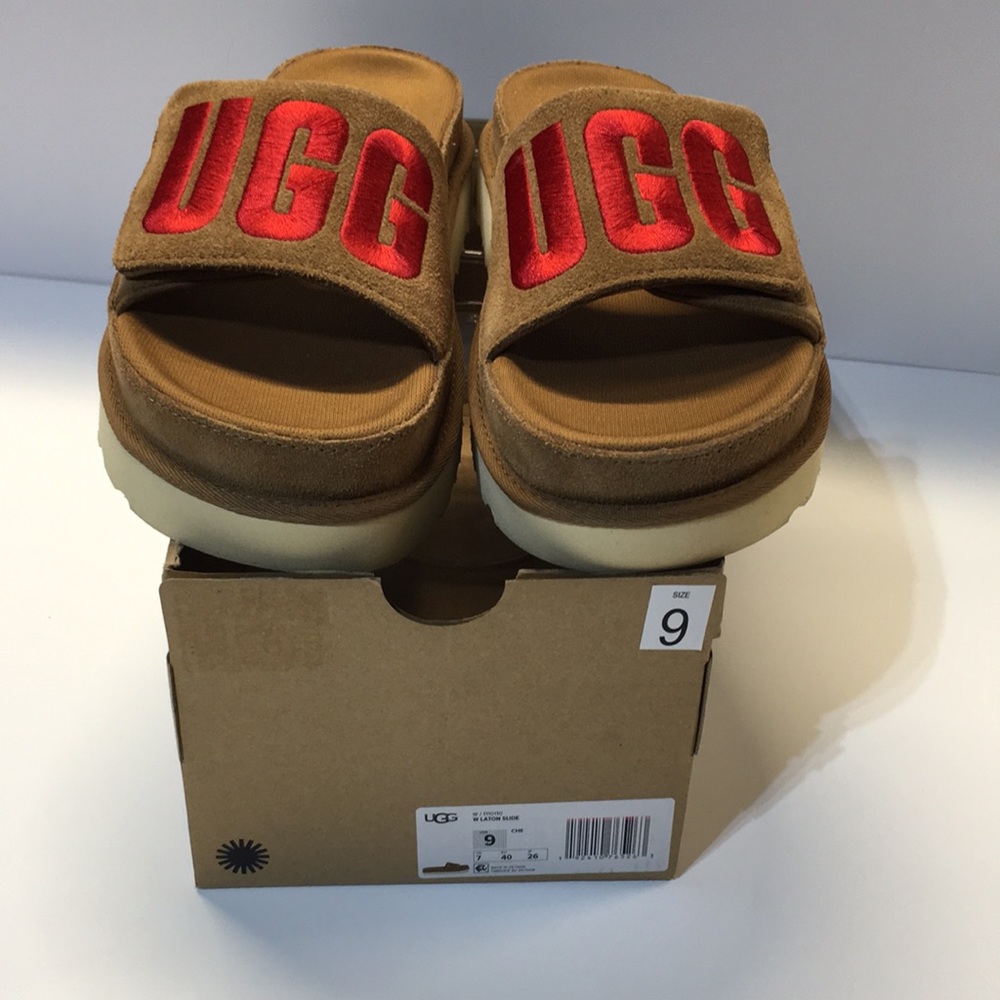 NIB! UGG Laton Slide Chestnut/Red 9